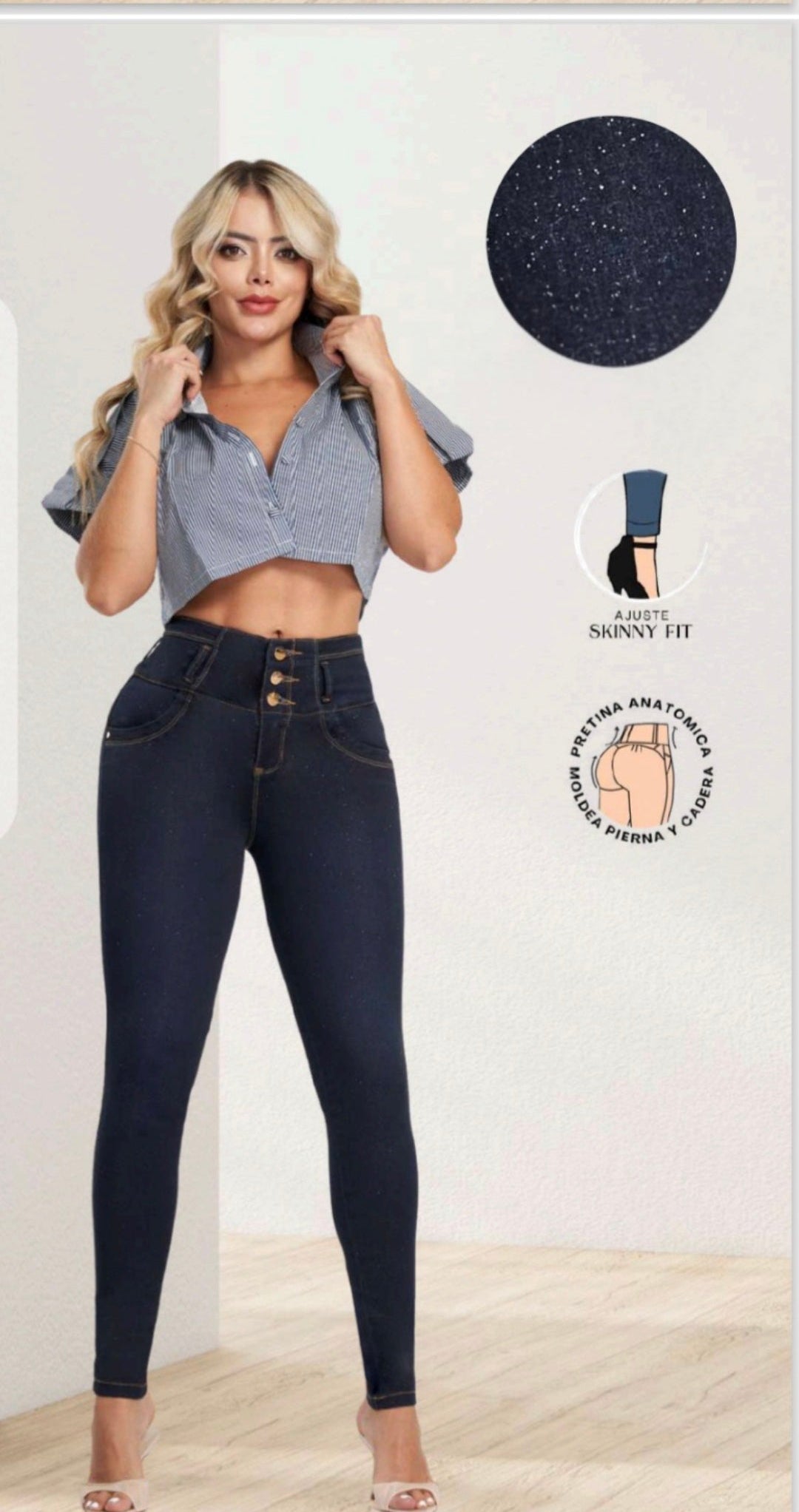 Jean Adelphi – Colombian Butt Lifting Skinny Jeans (Dark Blue)